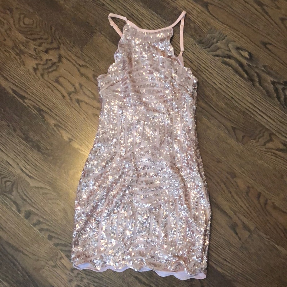 Rose gold sequin dress